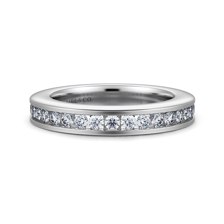Straight Wedding Ring in 14k White Gold with Round Natural Diamond at Gabriel & Co. - Shot 1