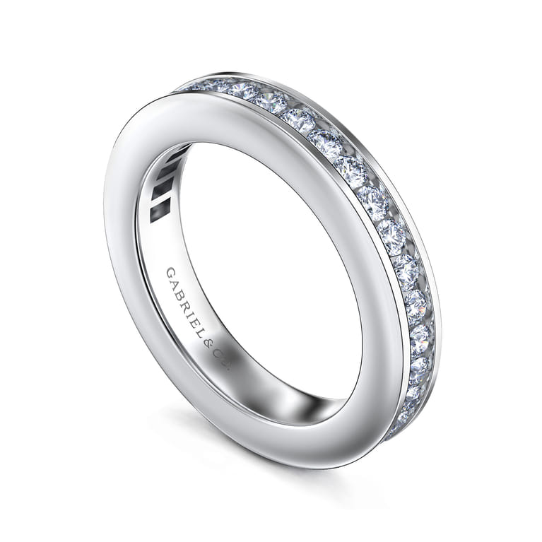 Straight Wedding Ring in 14k White Gold with Round Natural Diamond at Gabriel & Co. - Shot 3