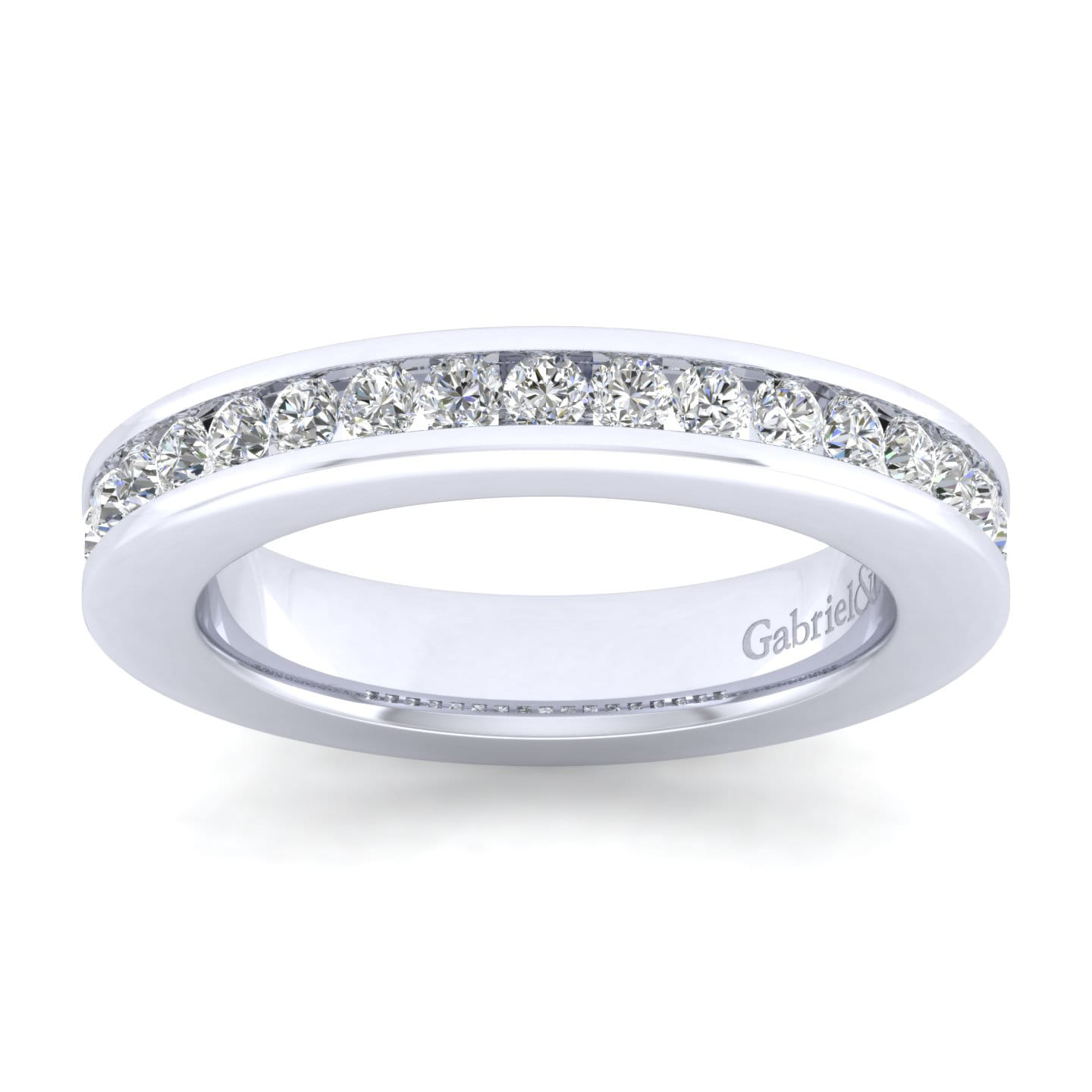 Straight Wedding Ring in 14k White Gold with Round Natural Diamond at Gabriel & Co. - Shot 5