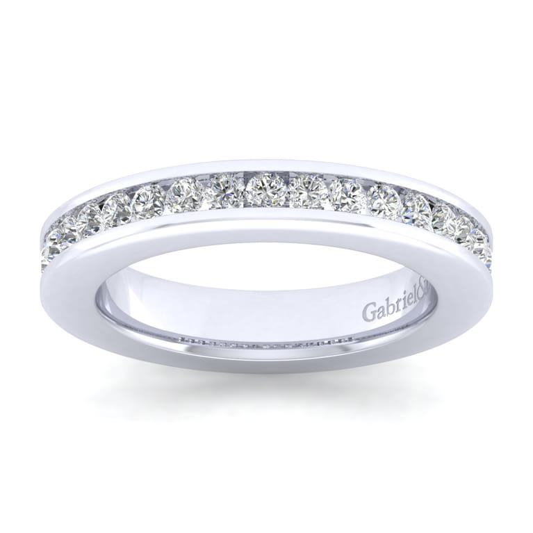 Straight Wedding Ring in 14k White Gold with Round Natural Diamond at Gabriel & Co. - Shot 5