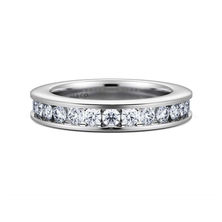 Straight Wedding Ring in 14k White Gold with Round Natural Diamond at Gabriel & Co. - Shot 1