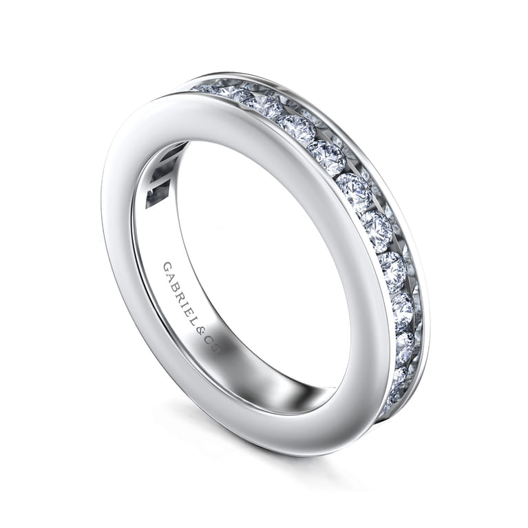 Straight Wedding Ring in 14k White Gold with Round Natural Diamond at Gabriel & Co. - Shot 3