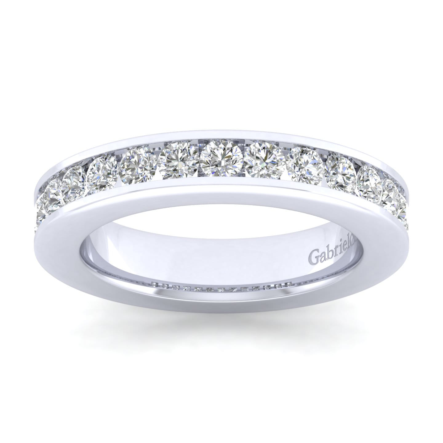 Straight Wedding Ring in 14k White Gold with Round Natural Diamond at Gabriel & Co. - Shot 5