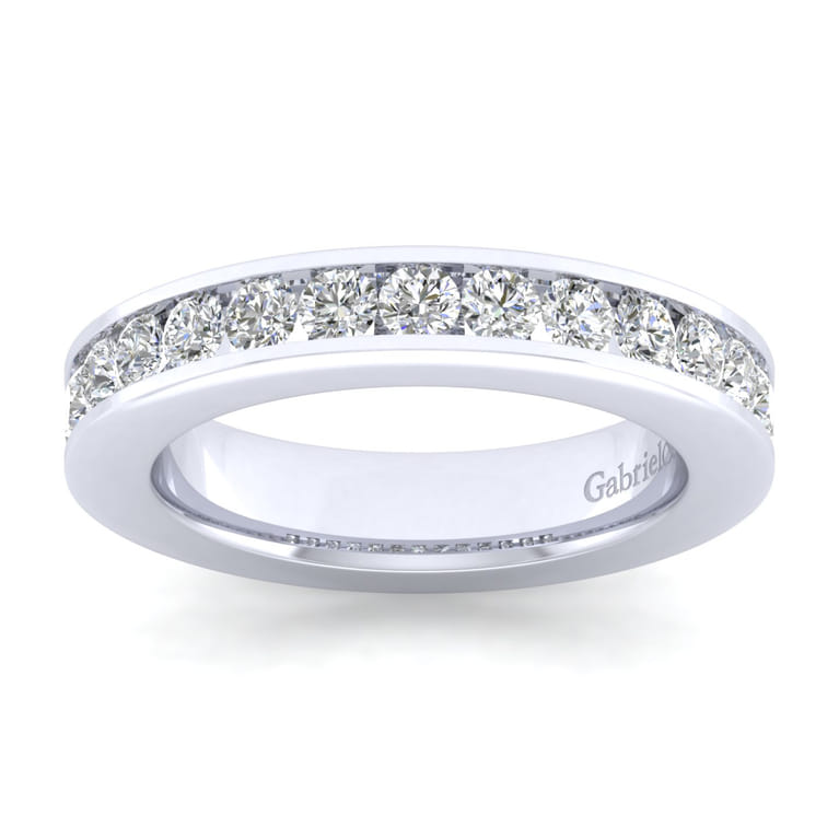 Straight Wedding Ring in 14k White Gold with Round Natural Diamond at Gabriel & Co. - Shot 5