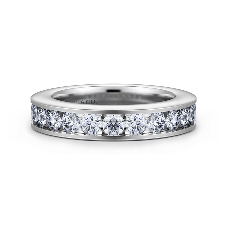 Straight Wedding Ring in 14k White Gold with Round Natural Diamond at Gabriel & Co. - Shot 1