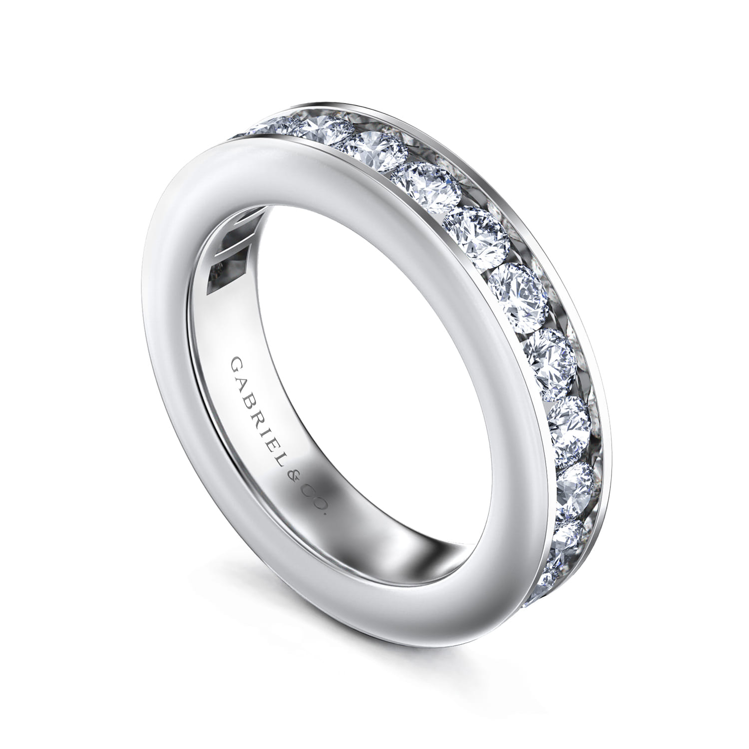 Straight Wedding Ring in 14k White Gold with Round Natural Diamond at Gabriel & Co. - Shot 3