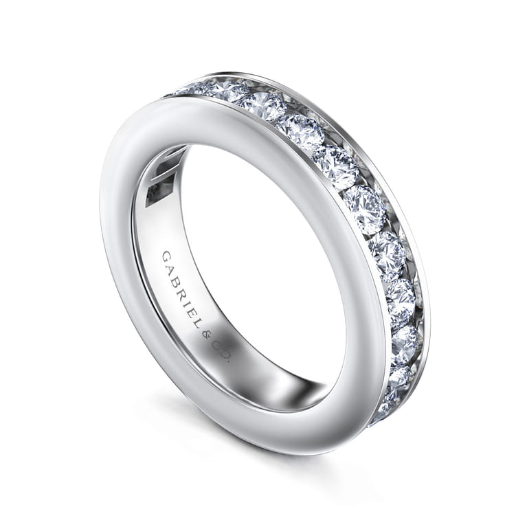 Straight Wedding Ring in 14k White Gold with Round Natural Diamond at Gabriel & Co. - Shot 3