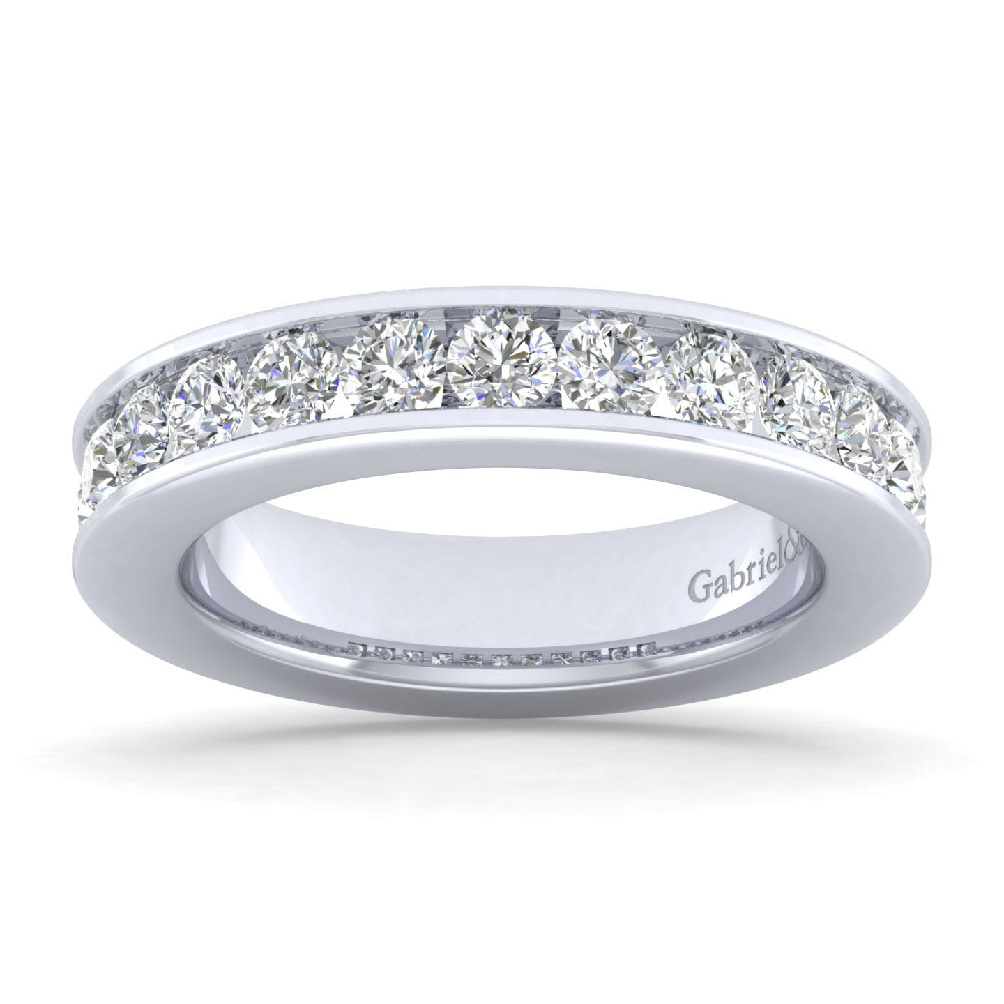 Straight Wedding Ring in 14k White Gold with Round Natural Diamond at Gabriel & Co. - Shot 5