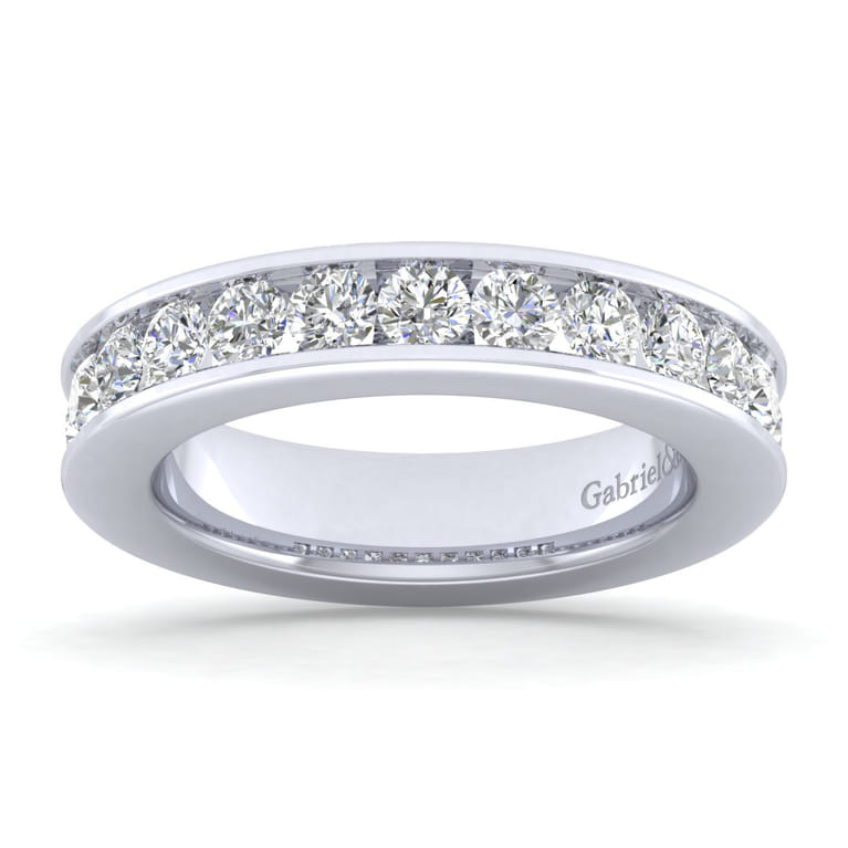 Straight Wedding Ring in 14k White Gold with Round Natural Diamond at Gabriel & Co. - Shot 5