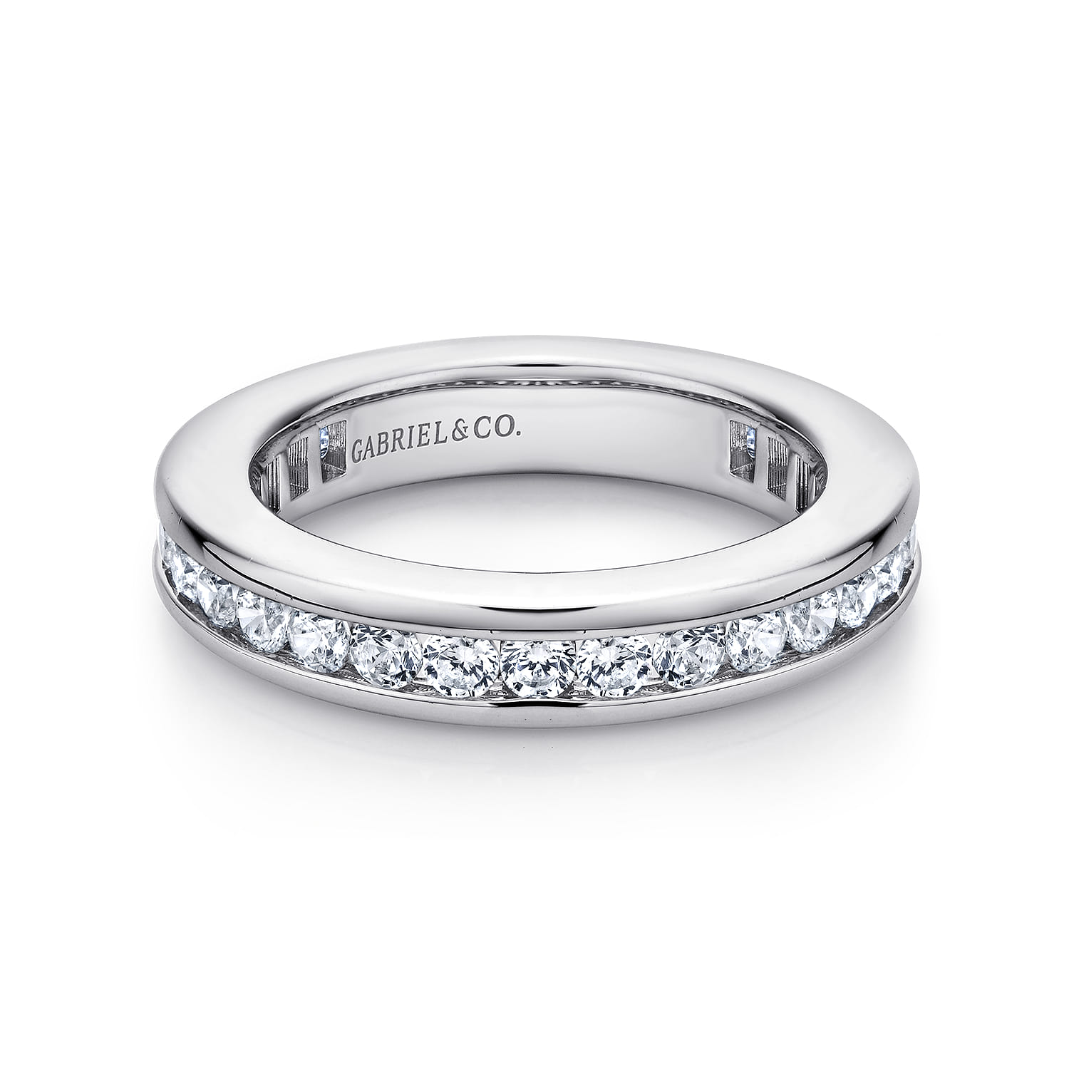 Eternity Band Wedding Ring in 14k White Gold with Round Natural Diamond at Gabriel & Co. - Shot 1
