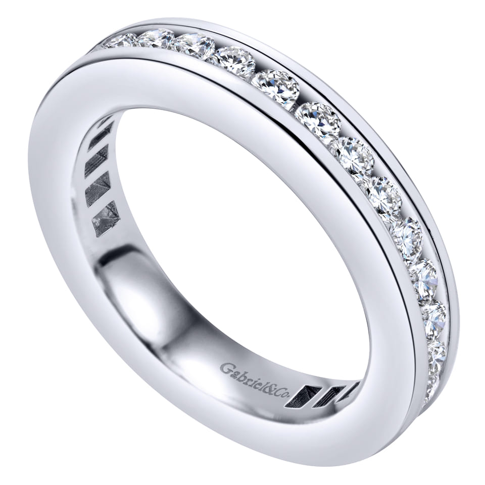 Eternity Band Wedding Ring in 14k White Gold with Round Natural Diamond at Gabriel & Co. - Shot 3