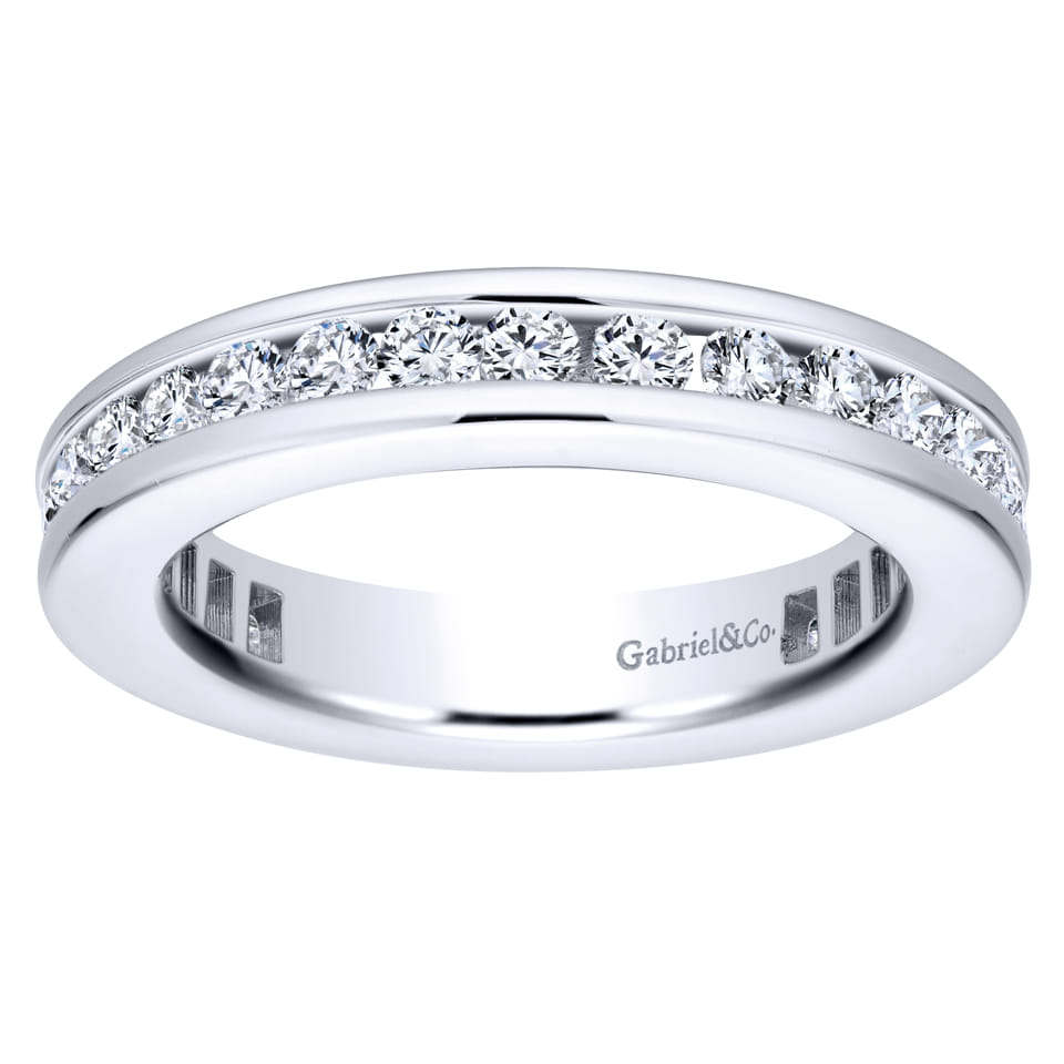 Eternity Band Wedding Ring in 14k White Gold with Round Natural Diamond at Gabriel & Co. - Shot 4