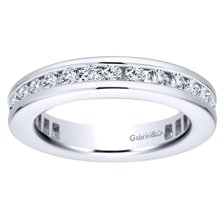 Eternity Band Wedding Ring in 14k White Gold with Round Natural Diamond at Gabriel & Co. - Shot 4