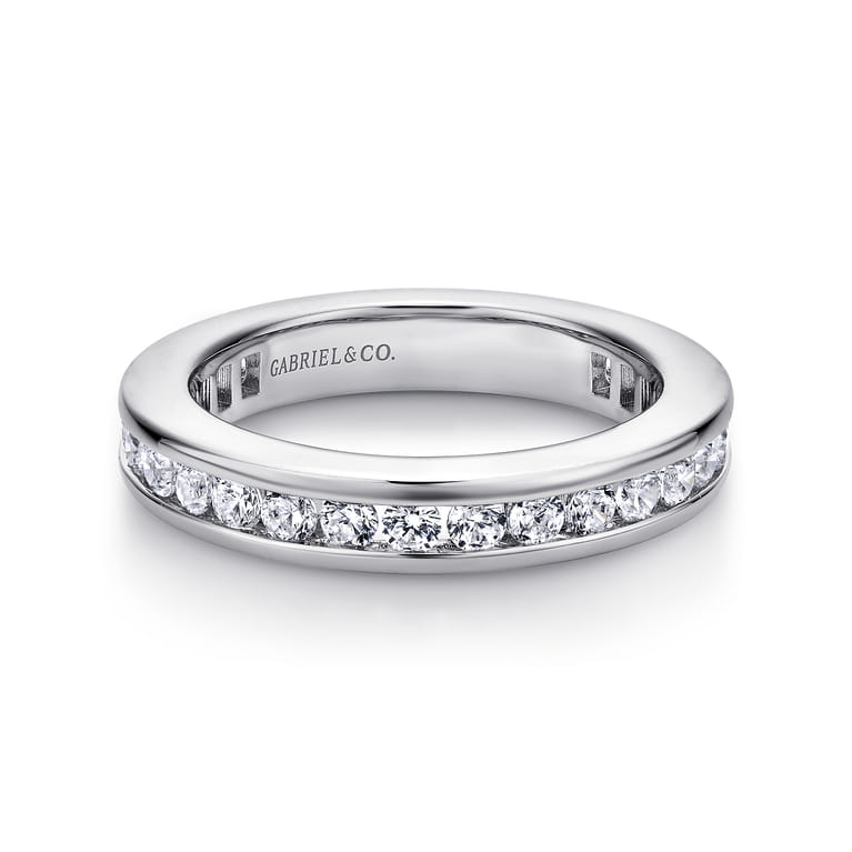 Eternity Band Wedding Ring in 14k White Gold with Round Natural Diamond at Gabriel & Co. - Shot 1
