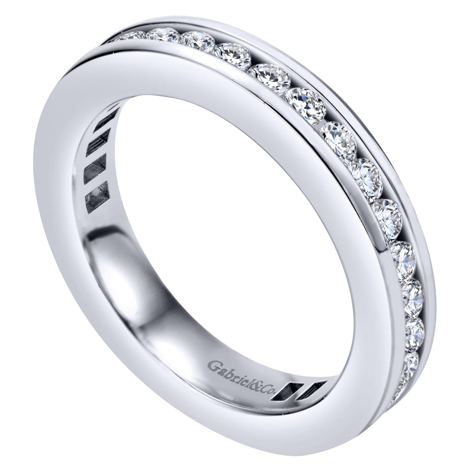 Eternity Band Wedding Ring in 14k White Gold with Round Natural Diamond at Gabriel & Co. - Shot 3
