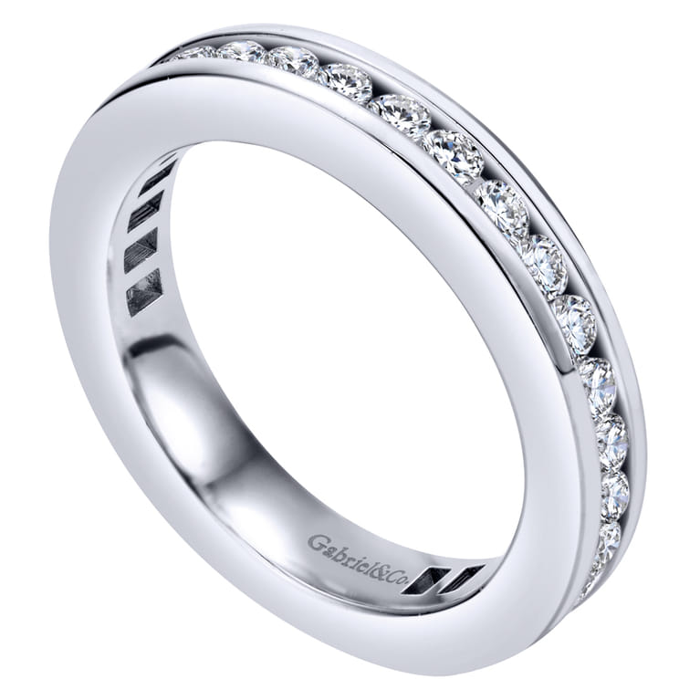 Eternity Band Wedding Ring in 14k White Gold with Round Natural Diamond at Gabriel & Co. - Shot 3