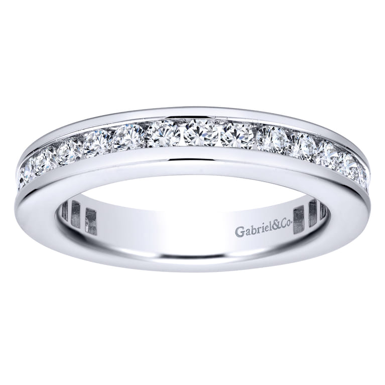 Eternity Band Wedding Ring in 14k White Gold with Round Natural Diamond at Gabriel & Co. - Shot 4