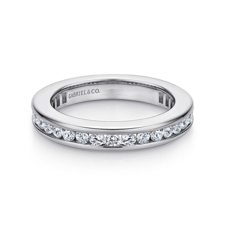Eternity Band Wedding Ring in 14k White Gold with Round Natural Diamond at Gabriel & Co. - Shot 1