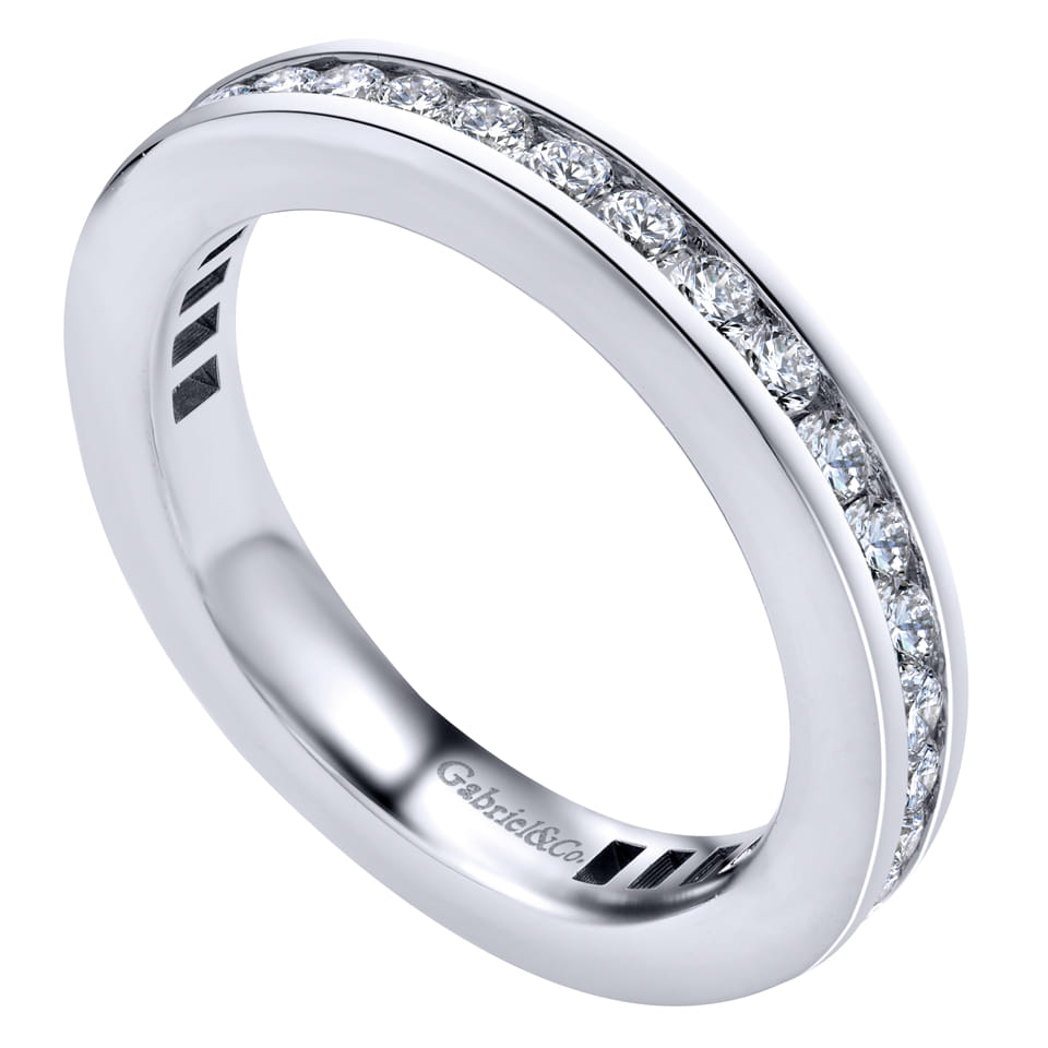 Eternity Band Wedding Ring in 14k White Gold with Round Natural Diamond at Gabriel & Co. - Shot 2