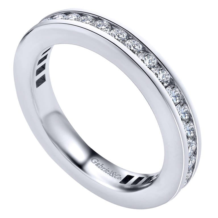 Eternity Band Wedding Ring in 14k White Gold with Round Natural Diamond at Gabriel & Co. - Shot 2