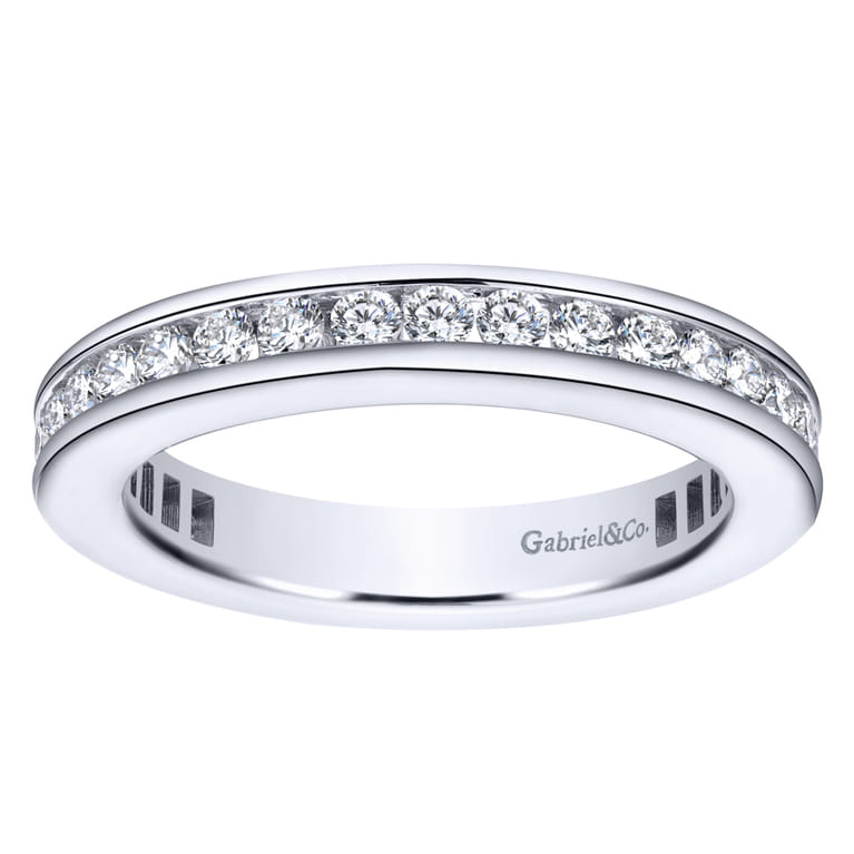 Eternity Band Wedding Ring in 14k White Gold with Round Natural Diamond at Gabriel & Co. - Shot 3