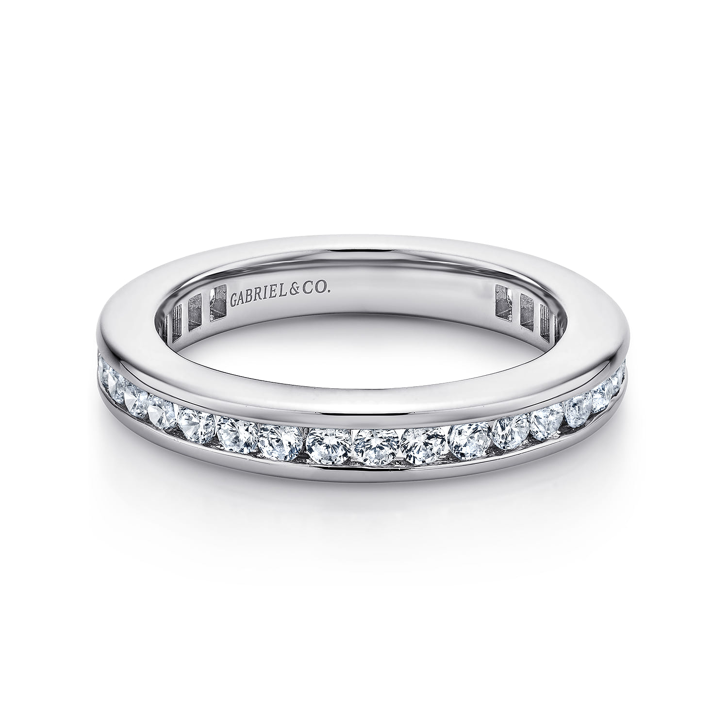 Eternity Band Wedding Ring in 14k White Gold with Round Natural Diamond at Gabriel & Co. - Shot 1