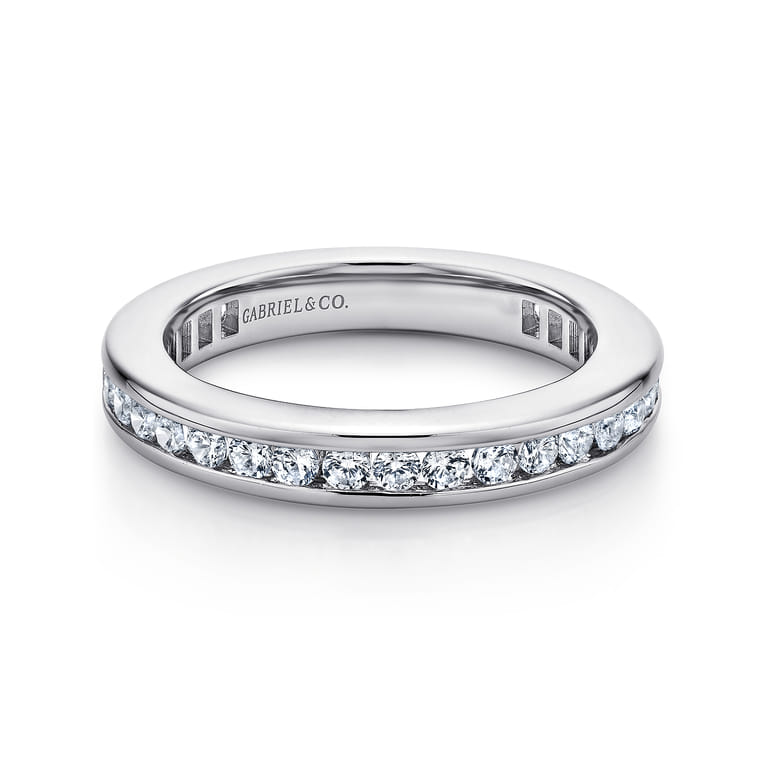 Eternity Band Wedding Ring in 14k White Gold with Round Natural Diamond at Gabriel & Co. - Shot 1