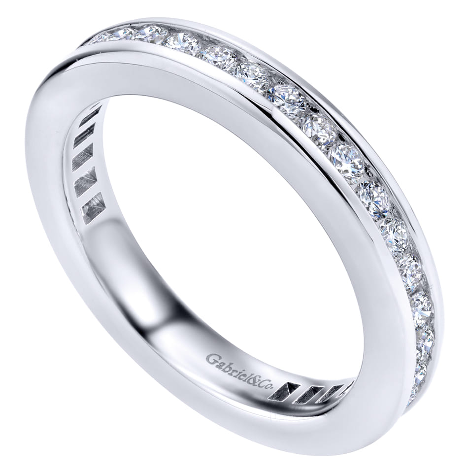 Eternity Band Wedding Ring in 14k White Gold with Round Natural Diamond at Gabriel & Co. - Shot 3