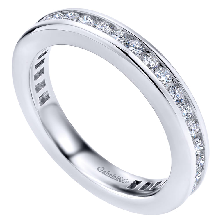 Eternity Band Wedding Ring in 14k White Gold with Round Natural Diamond at Gabriel & Co. - Shot 3