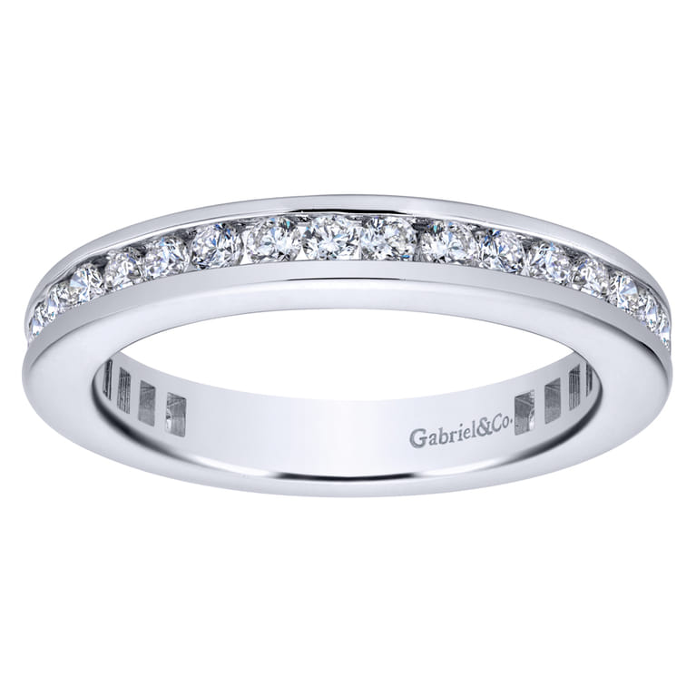 Eternity Band Wedding Ring in 14k White Gold with Round Natural Diamond at Gabriel & Co. - Shot 4