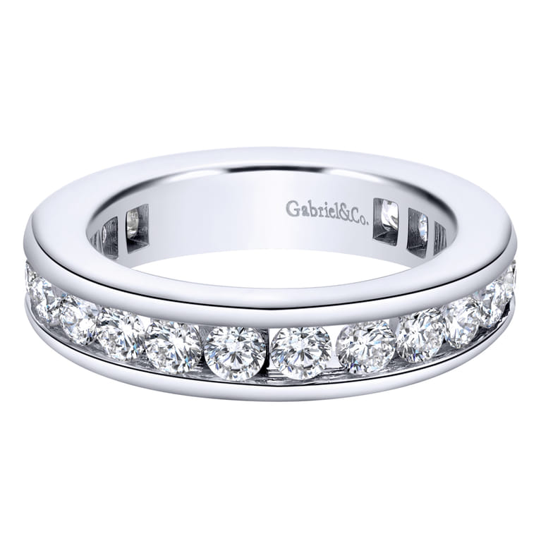 Eternity Band Wedding Ring in 14k White Gold with Round Natural Diamond at Gabriel & Co. - Shot 1