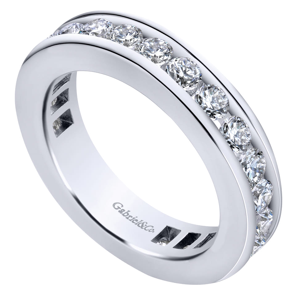 Eternity Band Wedding Ring in 14k White Gold with Round Natural Diamond at Gabriel & Co. - Shot 3