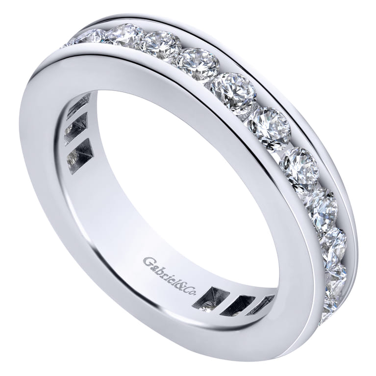 Eternity Band Wedding Ring in 14k White Gold with Round Natural Diamond at Gabriel & Co. - Shot 3
