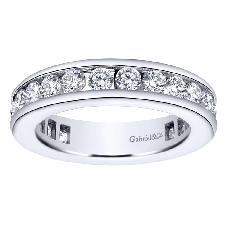 Eternity Band Wedding Ring in 14k White Gold with Round Natural Diamond at Gabriel & Co. - Shot 4