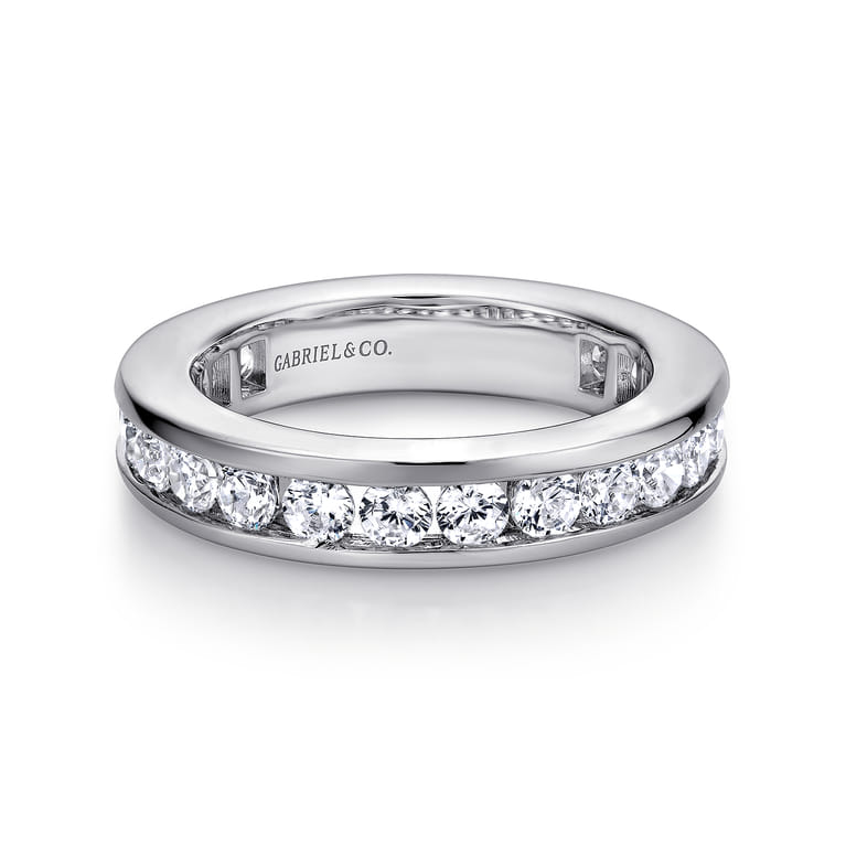 Eternity Band Wedding Ring in 14k White Gold with Round Natural Diamond at Gabriel & Co. - Shot 1