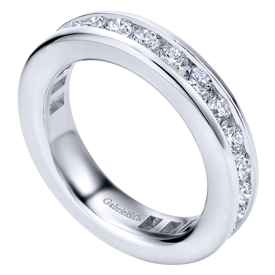 Eternity Band Wedding Ring in 14k White Gold with Round Natural Diamond at Gabriel & Co. - Shot 3