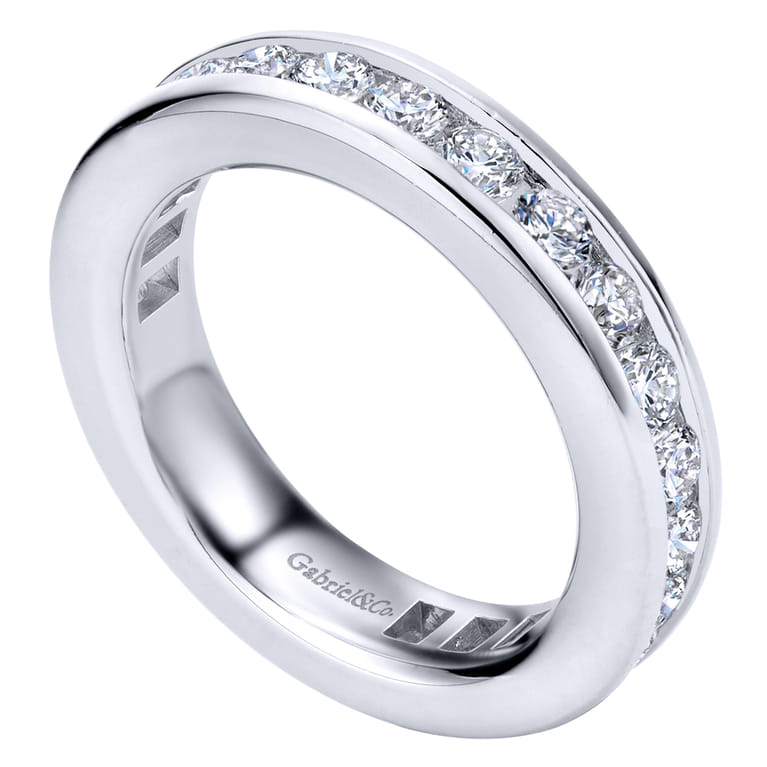Eternity Band Wedding Ring in 14k White Gold with Round Natural Diamond at Gabriel & Co. - Shot 3
