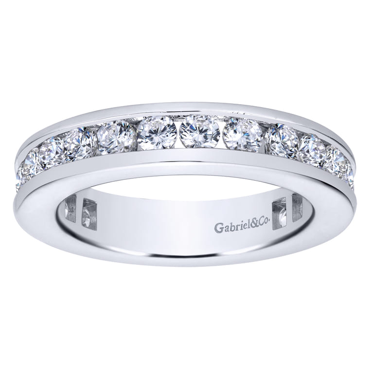 Eternity Band Wedding Ring in 14k White Gold with Round Natural Diamond at Gabriel & Co. - Shot 4