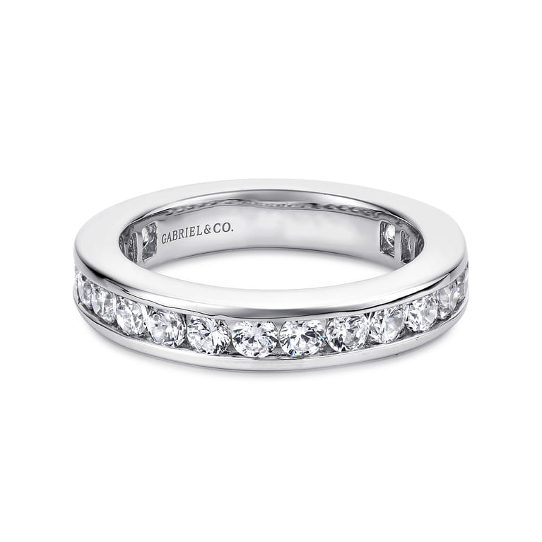 Eternity Band Wedding Ring in 14k White Gold with Round Natural Diamond at Gabriel & Co. - Shot 1