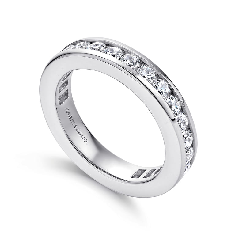 Eternity Band Wedding Ring in 14k White Gold with Round Natural Diamond at Gabriel & Co. - Shot 3