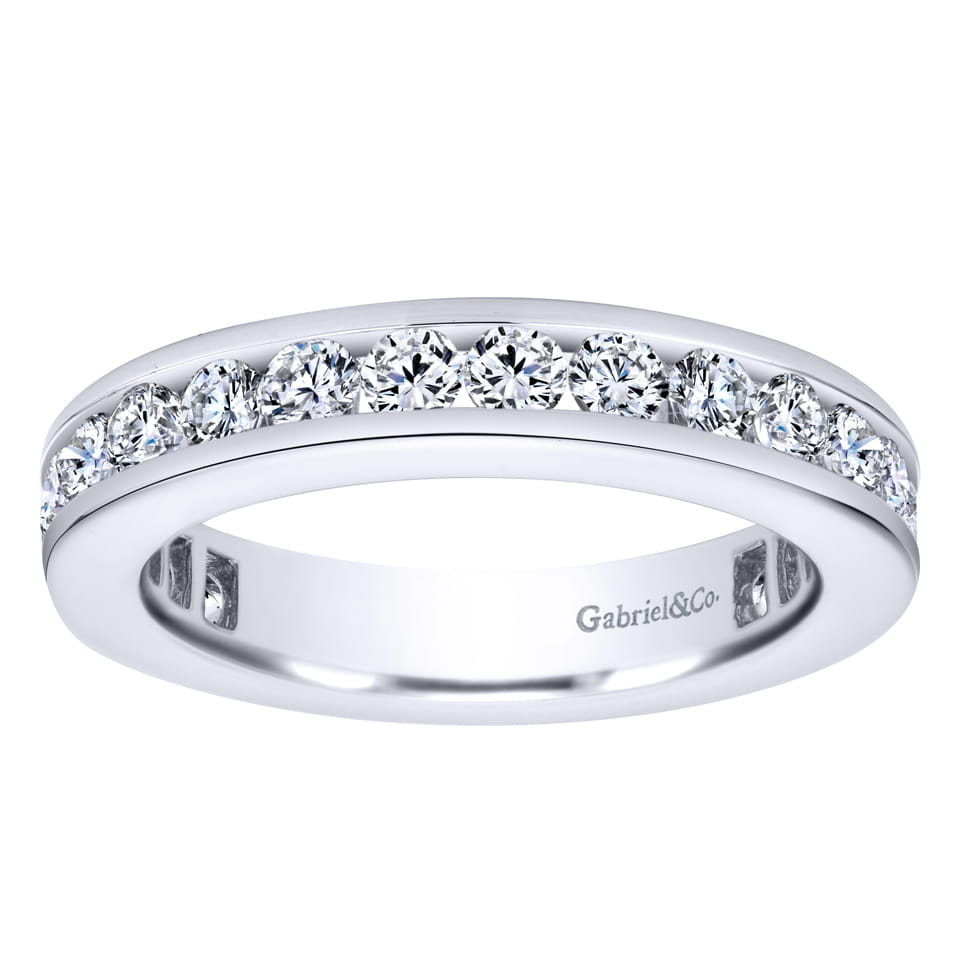 Eternity Band Wedding Ring in 14k White Gold with Round Natural Diamond at Gabriel & Co. - Shot 5