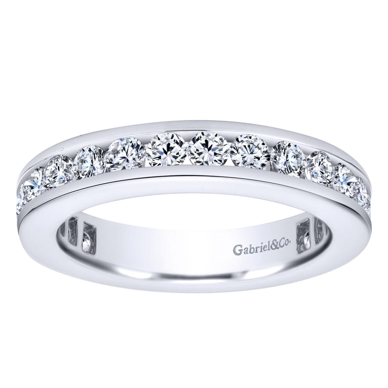 Eternity Band Wedding Ring in 14k White Gold with Round Natural Diamond at Gabriel & Co. - Shot 5