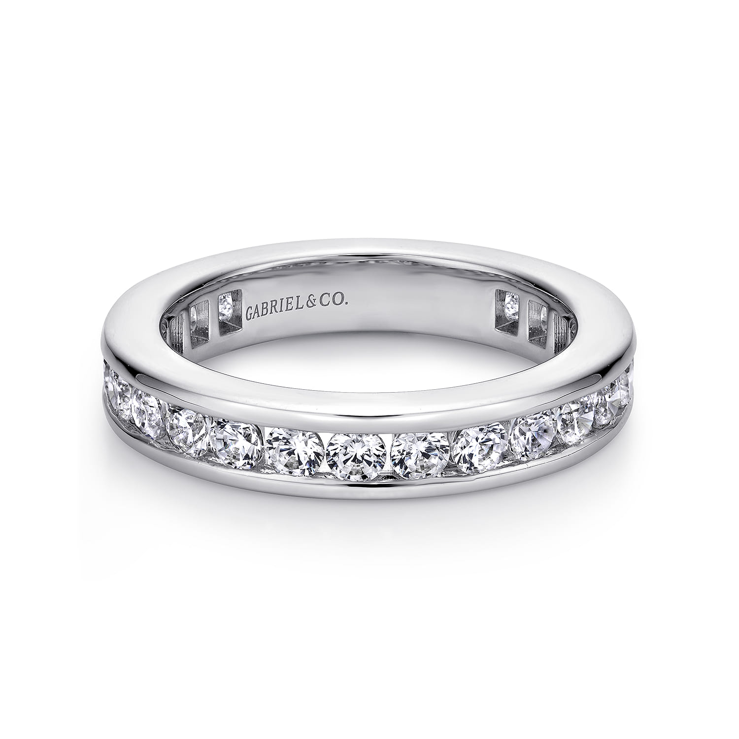 Eternity Band Wedding Ring in 14k White Gold with Round Natural Diamond at Gabriel & Co. - Shot 1