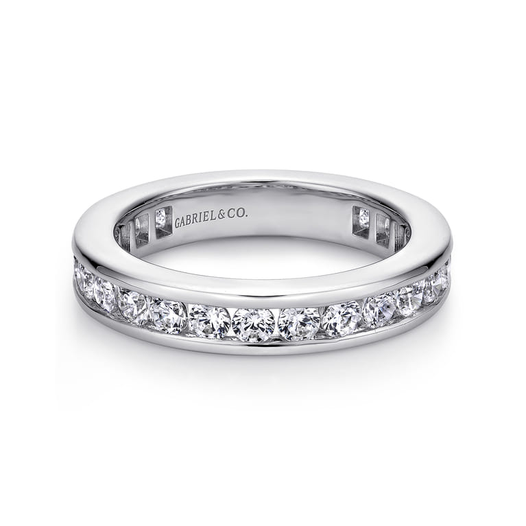 Eternity Band Wedding Ring in 14k White Gold with Round Natural Diamond at Gabriel & Co. - Shot 1