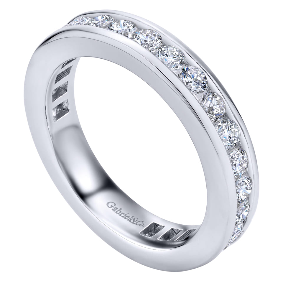 Eternity Band Wedding Ring in 14k White Gold with Round Natural Diamond at Gabriel & Co. - Shot 3