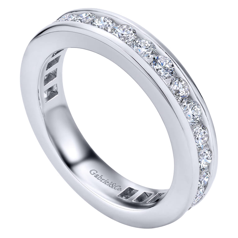 Eternity Band Wedding Ring in 14k White Gold with Round Natural Diamond at Gabriel & Co. - Shot 3
