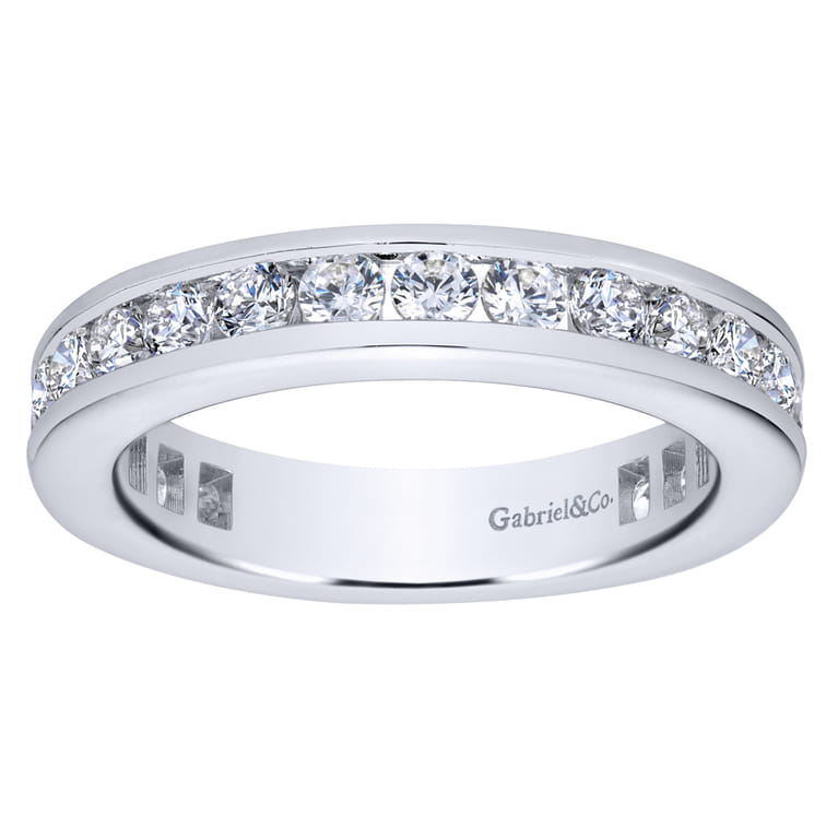 Eternity Band Wedding Ring in 14k White Gold with Round Natural Diamond at Gabriel & Co. - Shot 4