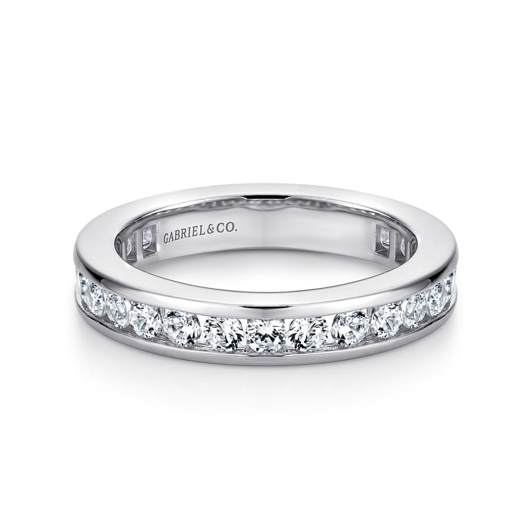 Eternity Band Wedding Ring in 14k White Gold with Round Natural Diamond at Gabriel & Co. - Shot 1