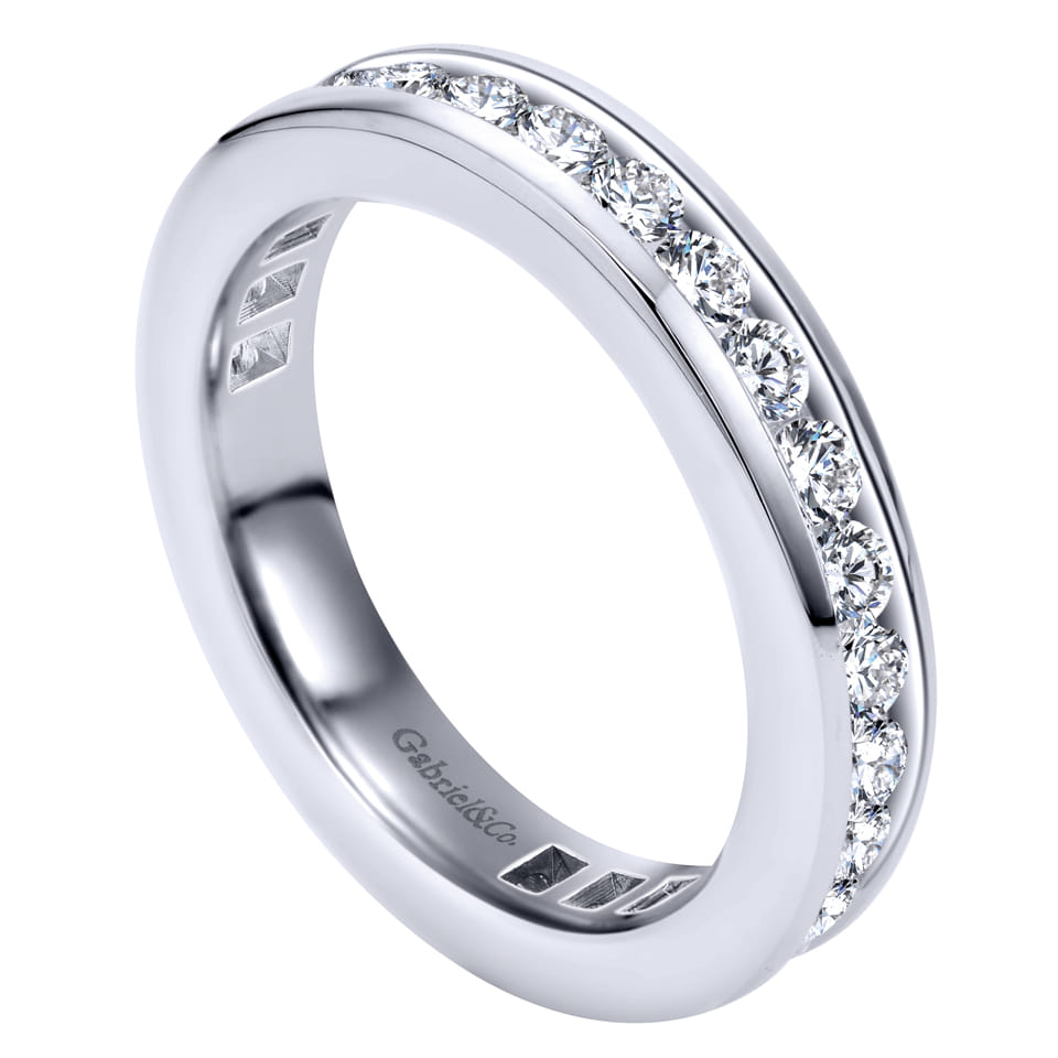 Eternity Band Wedding Ring in 14k White Gold with Round Natural Diamond at Gabriel & Co. - Shot 3