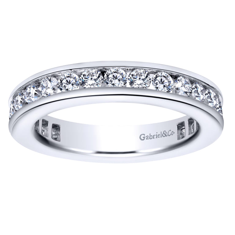 Eternity Band Wedding Ring in 14k White Gold with Round Natural Diamond at Gabriel & Co. - Shot 4